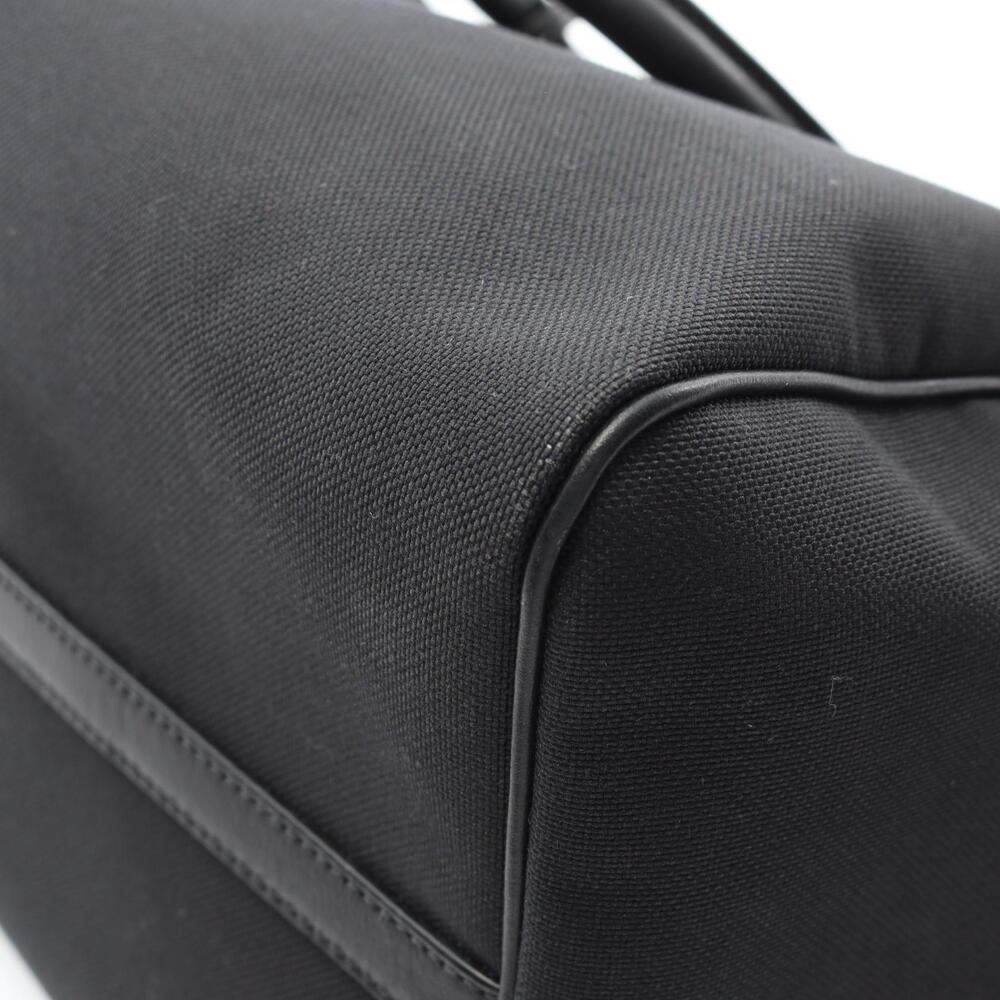 Prada LOGO JACQUARD Handbag Canvas Leather Black - Picture 5 of 7